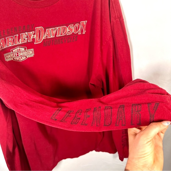 Harley-Davidson Bikercore Oil City Long Sleeve Graphic Tee Vintage Red 2XL - Picture 14 of 17